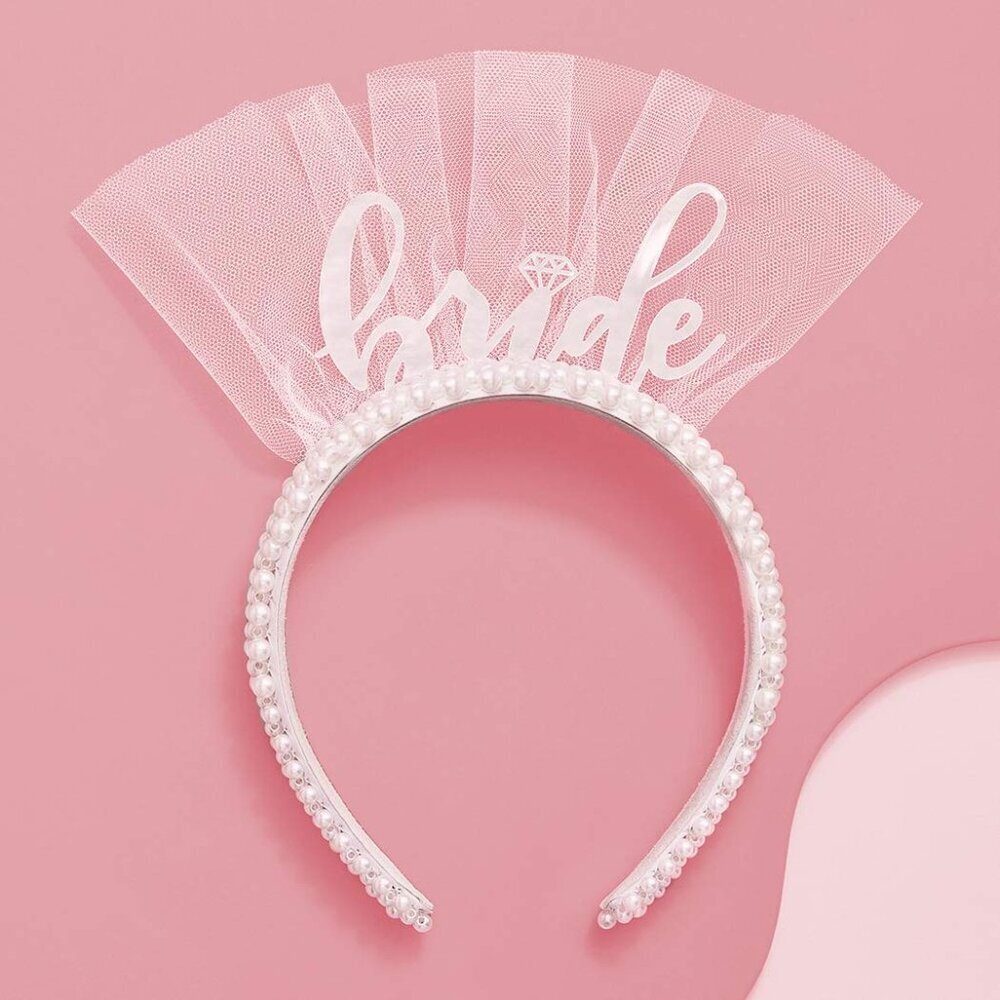 Wedding Bridal Shower Bachelorette Party Pearl Bride Headband White Favors